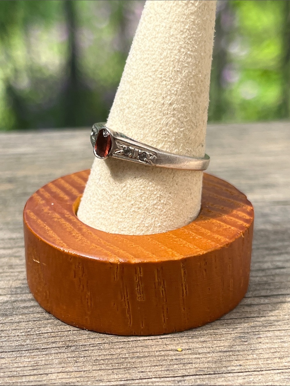 Sterling Silver (925) Pink Garnet Accent Ring